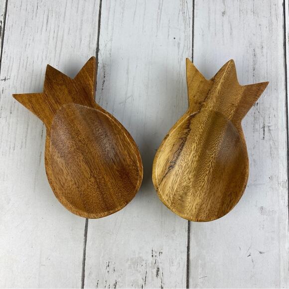VTG MCM Mid Century Modern Monkey Pod Wood Pineapple Bowls Boho - Picture 1 of 9